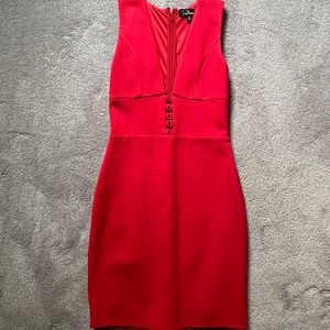 Lulu's Deep V Neck Red Dress
